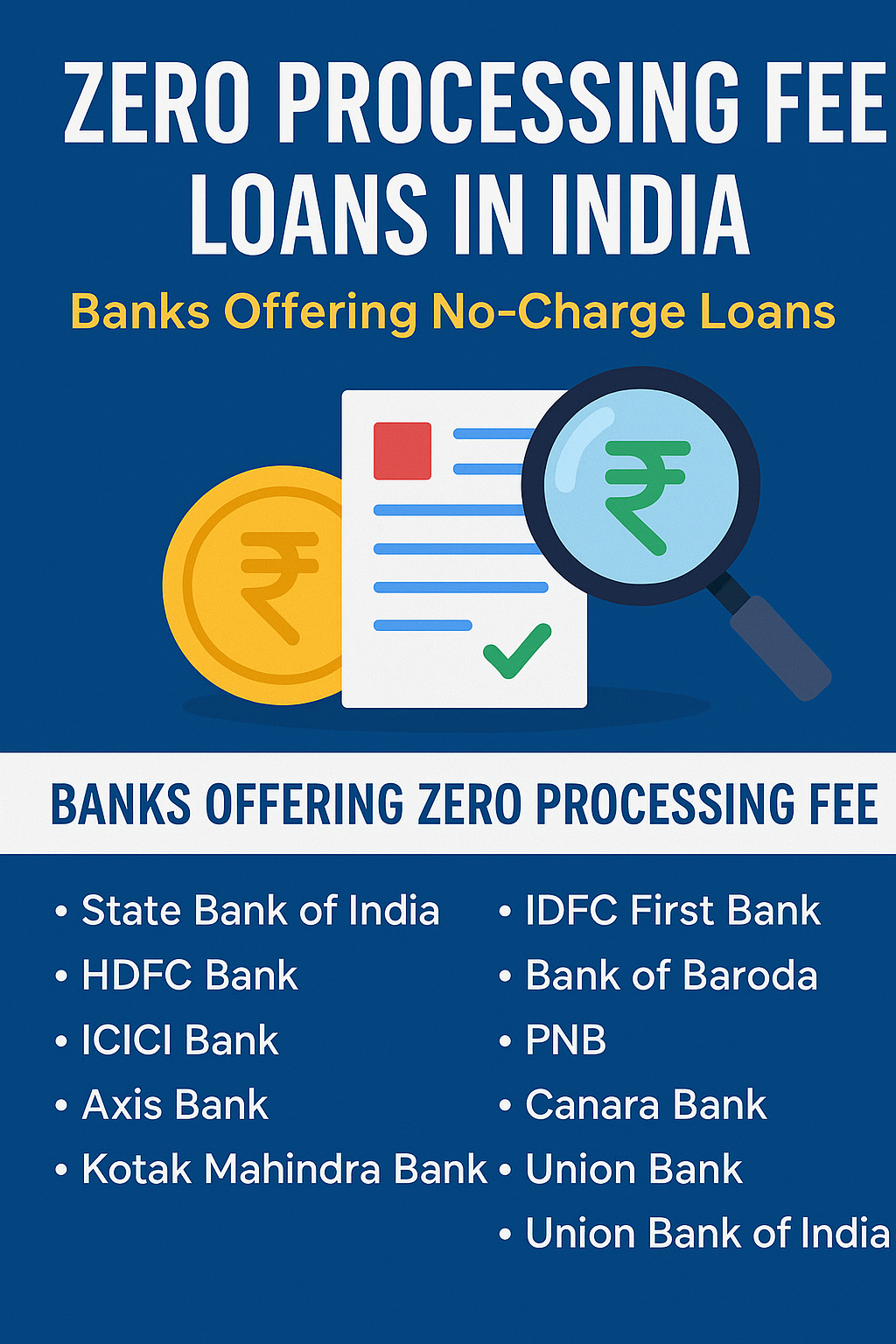 Zero Processing Fee Loans in India – Banks Offering No-Charge Loans